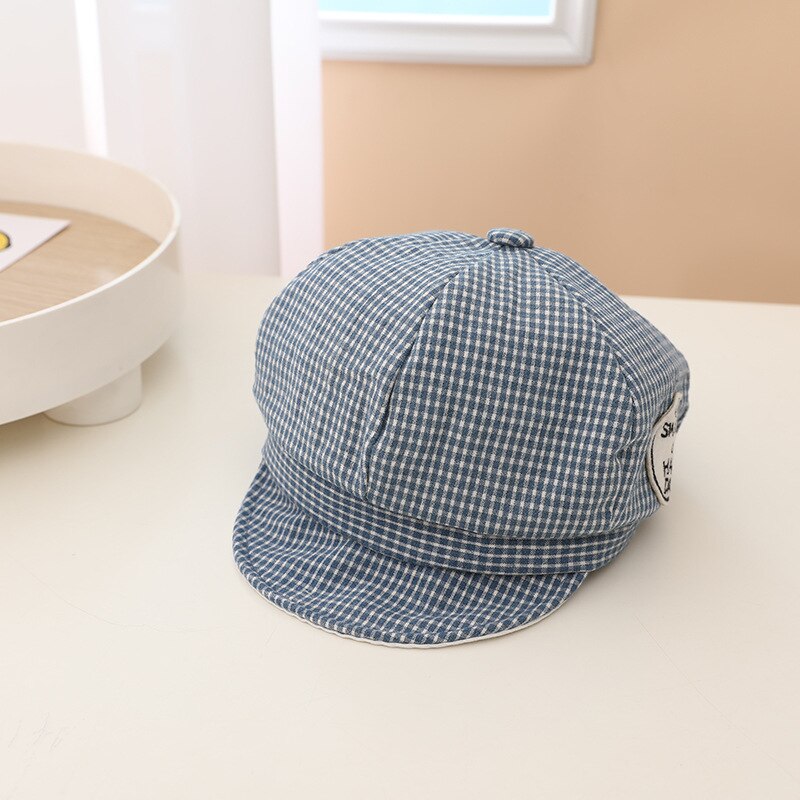 2022 Summer Cute Baby Boys Hats Classic Plaid Baseball Caps Boys Cotton Soft Berets Newborn Visor Hats Kids Accessories: Blue