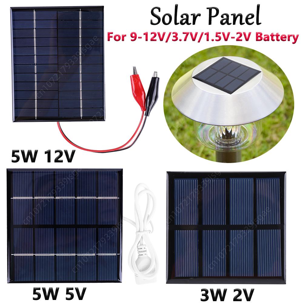 Wodoodporny Panel słoneczny 5W 12V przenośny DIY polikrzemowy Panel epoksydowy 5W 5V 3W 2V wysokowydajny ogniwo słoneczne do baterii 9-12V/3.7V