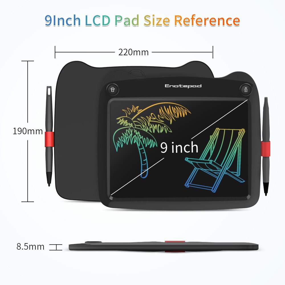Enotepad 9 Inch Lcd Writing Portable Smart LCD Writing Tablet Electronic Handwriting Pad graphics tablet pen lcd eraser