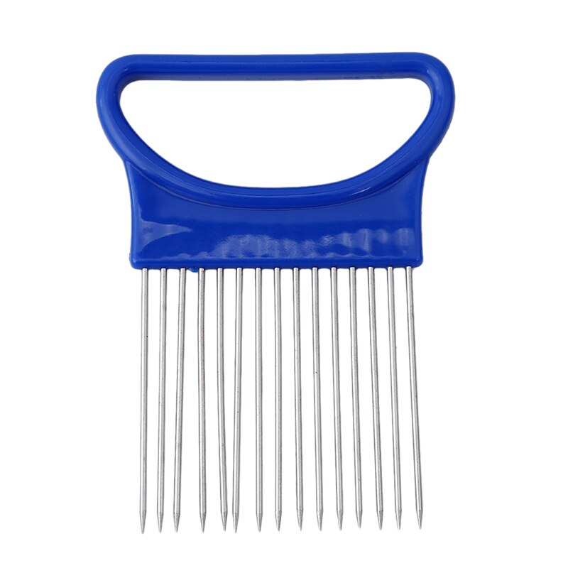 Convenient Kitchen Helper Onion Tomato Holder Safe Fork Vegetables Slicer Cutter Mental Needle Guide Slicing Fruit Cutter Gadget