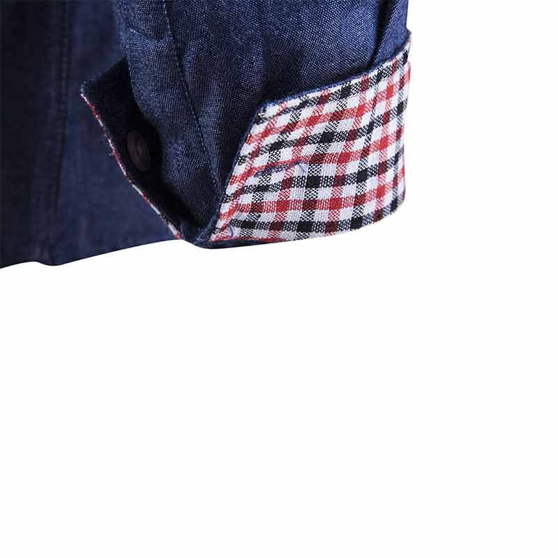 Läder långärmad jeansskjorta män långärmad skjorta fritidsskjortor män button up skjorta män klänning herrskjortor höst