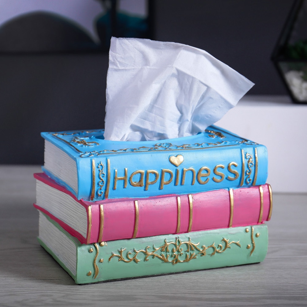 Retro Tissue Doos Hars Servet Storage Container Rechthoek Boek Papieren Handdoek Houder Desktop Decoratie Voor Huis Bar Kantoor (G203)