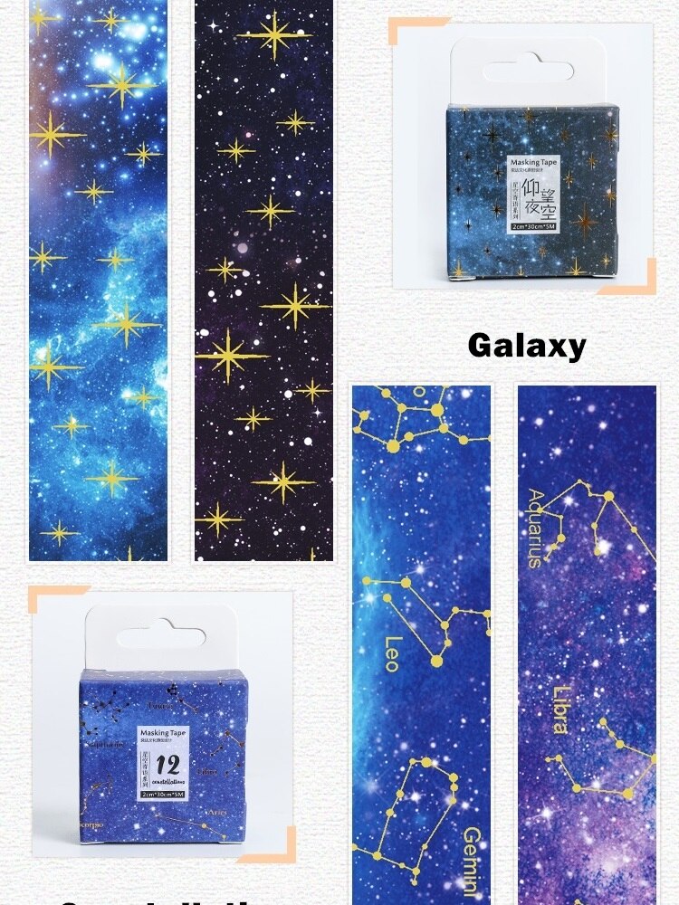 1pcs Starry Star Washi Tape 20mm Galaxy Constellation Meteor Image Adhesive Masking Tapes Home DIY Stickers Decoration A6033