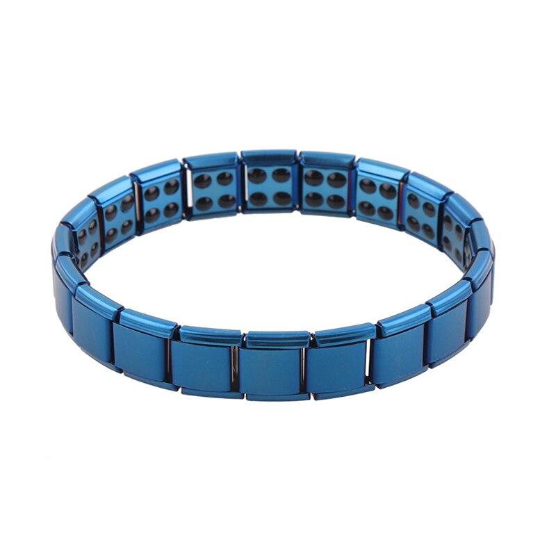 Bracelet magnétique pour homme, soins de santé, perte de poids, thérapie magnétique élémentaire, soulagement de la douleur, arthrite, énergie Bio magnétique,: Blue double row