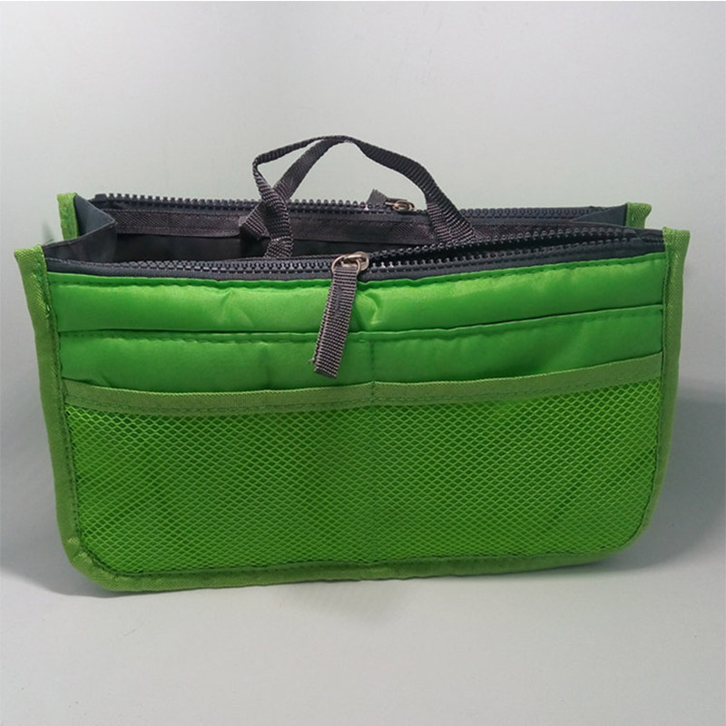 Travel Organizer Insert Bag Women Nylon Organizer Handbag Purse Large Lady Makeup Cosmetic Bag Female Wash Bag: Green