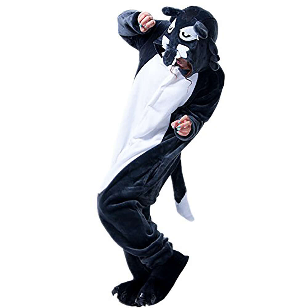 Pijama de animales con capucha para niños y mujeres, ropa de dormir bonita, mono con estampado de Lobo, Kigurumi
