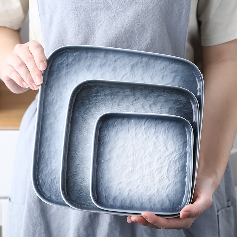 underglaze color hand-painted uneven surface ceramic tableware square plate dinner plate dessert plate safe high qualit