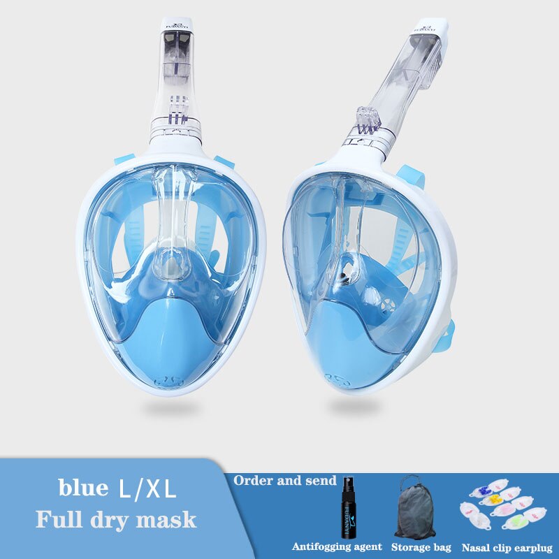 Diving Mask Underwater Scuba Anti Fog Full Face Diving Mask Snorkeling Set Fully Dry Breathing Tube Scuba Diving Mask: color 04