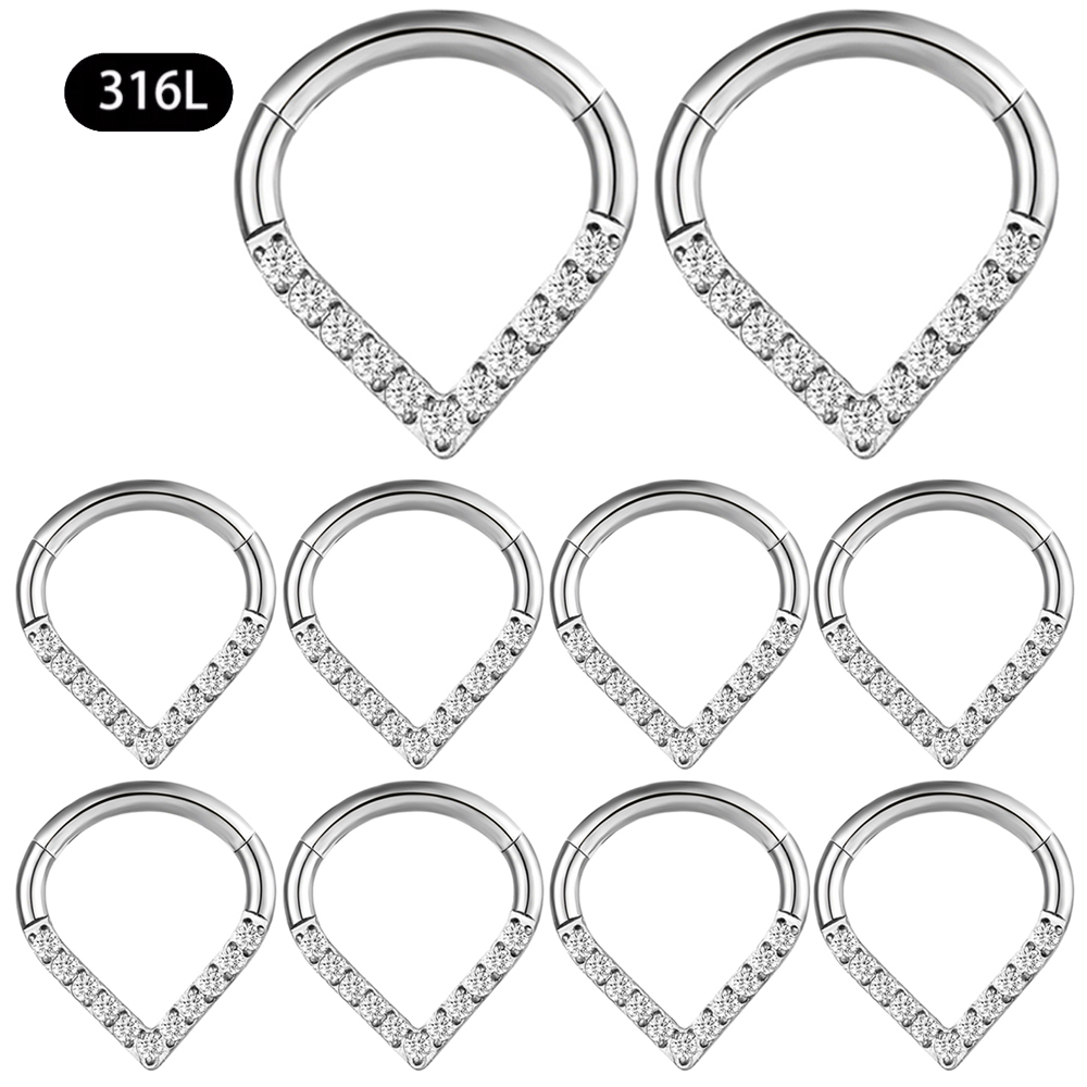 10/50Pc Round Zircon Septum Ring Hoop Cartilage Tragus Helix Small Piercing Nose Ring Earring For Women Body Jewelry Accessorie