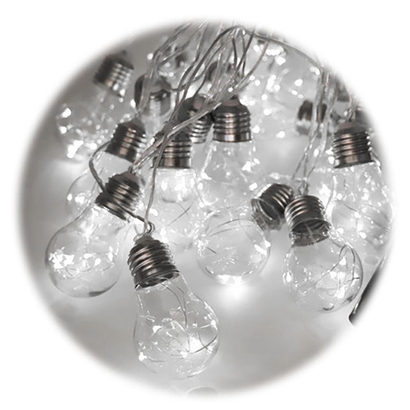 Guirlande lumineuse solaire à 10/20 led, style rétro, transparente, avec crochet, boule, étanche, décoration de jardin et de mariage