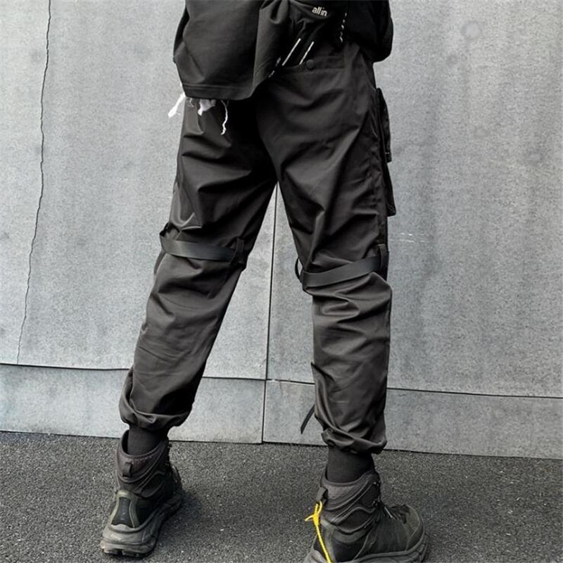 Techwear – pantalon Cargo multi-poches pour hommes, avec rubans, Hip Hop, Streetwear, Goth Punk, Harajuku, survêtement décontracté