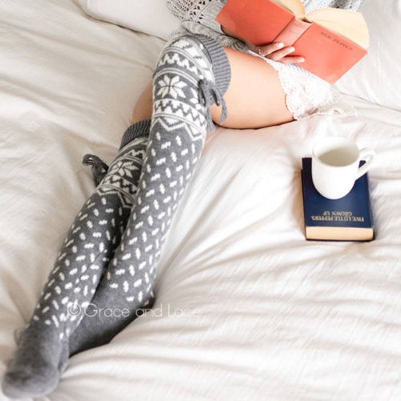 Über sterben Knie Socken sexy Warme Lange Baumwolle Strumpf Über Knie Strumpf Frauen Winter Knie Hohe Oberschenkel Gestrickte Strümpfe für damen