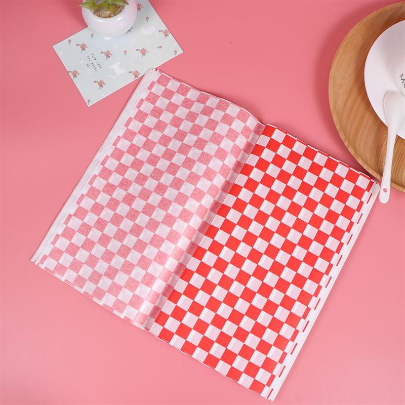100 ark rutete delikatessekurv rutete matpakkepapir sandwich hamburger wrap forhindrer matflekker