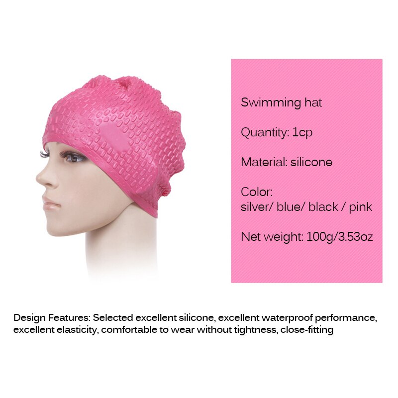 3D Elastic Silica Gel Swimming Cap Waterproof Ear Protection Adult Men Women Long Hair Swim Hat Cover Ear Bone Pool
