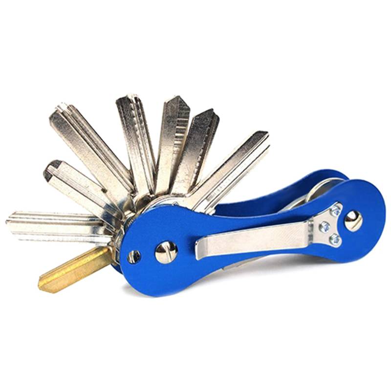 Neue Aluminium Clever Schlüssel Halfter Organizer Clip Ordner Keychain Tasche Werkzeug: Blau