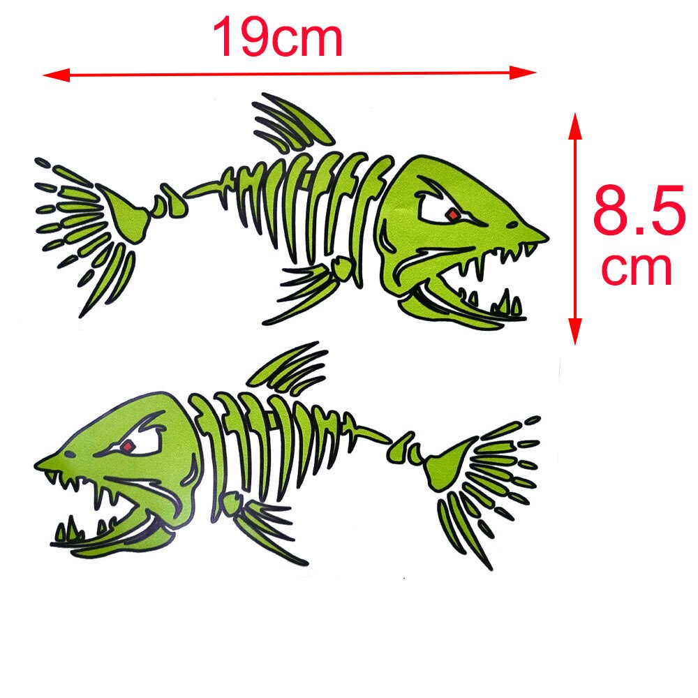 2Pcs Self Adhesive Skeleton Fish Bone Decal Fishing Sticker For Kayak Canoe Fishing Boat Car Truck Window