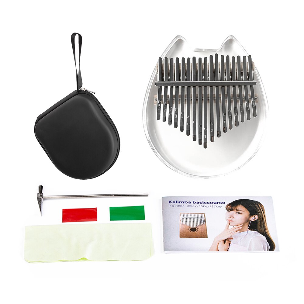 Kalimba 17 klawiszy przezroczysty akrylowy kciuk fortepian z futerał robić przenoszenia regulowany młotek naklejki ściereczka robić czyszczenia калимба palec fortepian