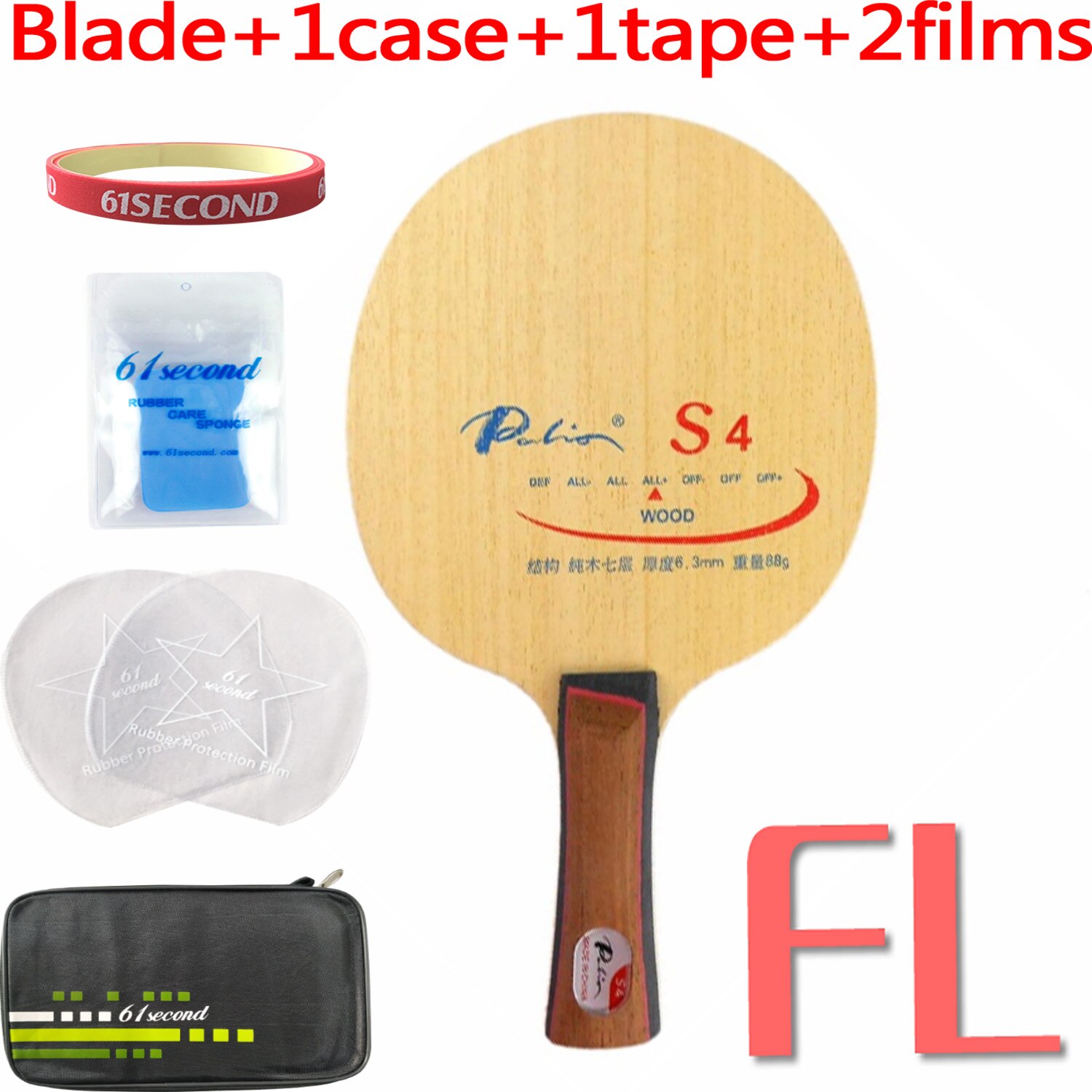 Palio S4 (S-4, S 4), raqueta de tenis de mesa de madera para raqueta de ping-pong: FL with F 1 case