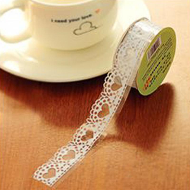 Kawaii cinta adhesiva de encaje de colores para decoración de álbum de fotos, decoración del hogar, cinta autoadhesiva de plástico