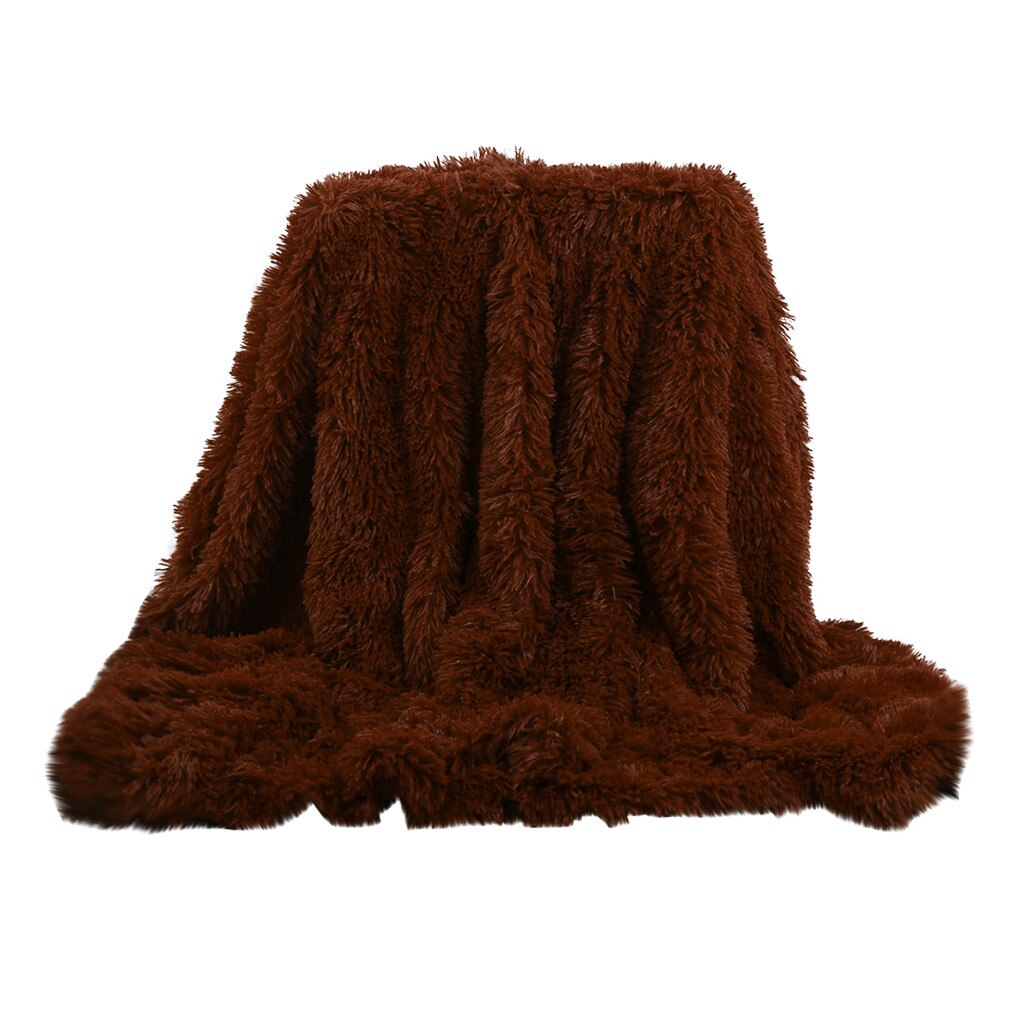 Shaggy Long Faux fur Throw Blanket Fuzzy Lightweight Plush Sherpa Fleece: Brown