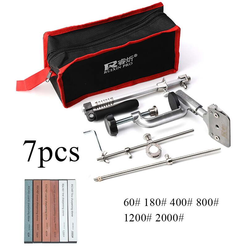 RUIXIN pro coltello rotante a 360 gradi affilacoltelli multifunzione ad angolo fisso impostato di pietra per affilare i diamanti: 7pezzi B