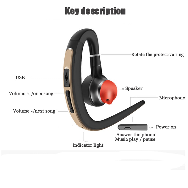 Tebaurry bluetooth oortelefoon sport bluetooth headset draadloze muziek oordopjes handsfree met microfoon hoofdtelefoon voor telefoon iphone