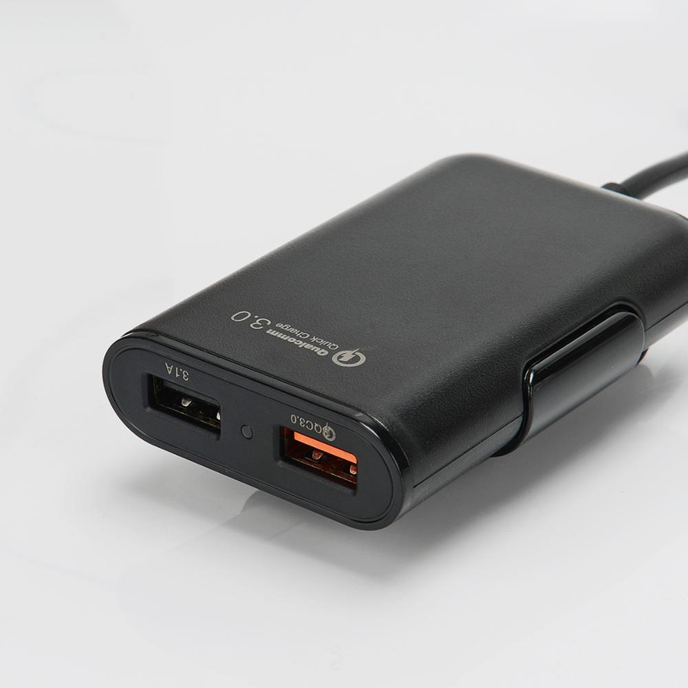Car Charger - 4 USB Ports - 1.7m Cable - Fast Charging - Back Clip Mount for Tablet Smartphone iPhone