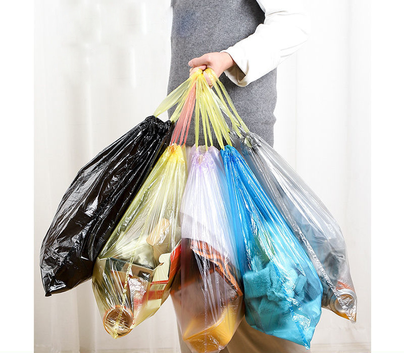 Sac poubelle à haute capacité, Portable, cordon de serrage, ménage cuisine, noir, jetable, épais, stockage de voiture