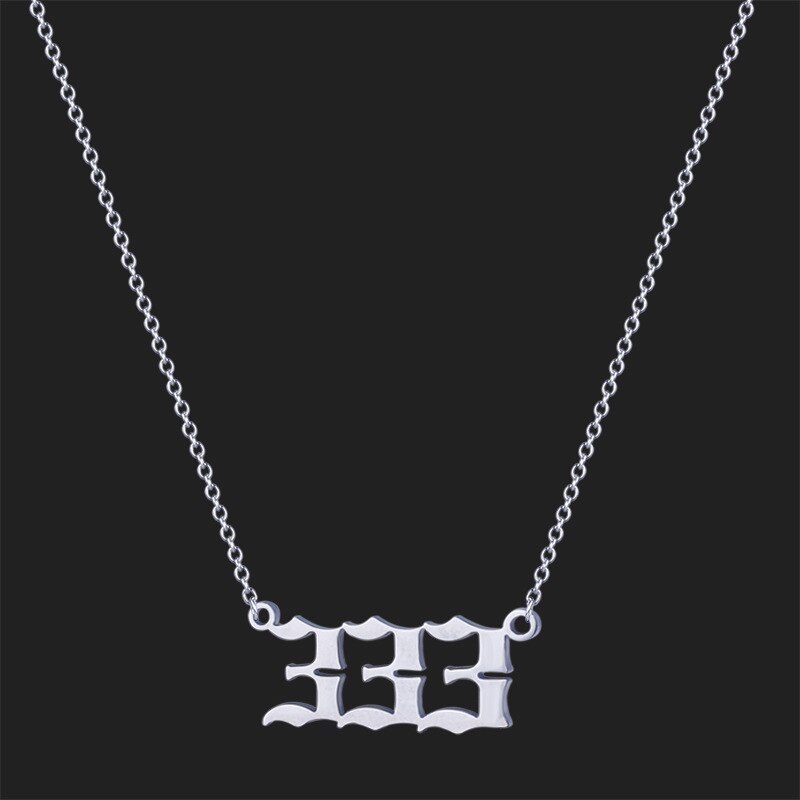 Edelstahl Anzahl Anhänger 000 111 222 333 444 555 666 777 888 999 Teufel Halskette Für Frauen Glück Engel schmuck abbildung