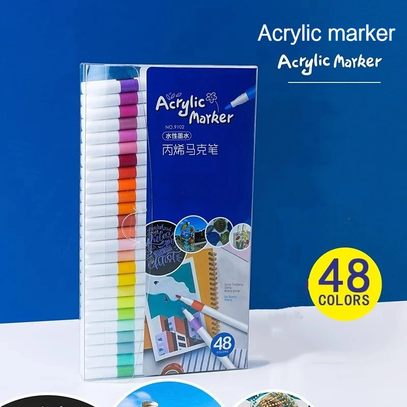 12-60 Colors Acrylic Markers Pen Set Paint Art Marker Soft Tip Pen for Children Stone Paint Ceramic Glass Wood Fabric Painting: Chocolate