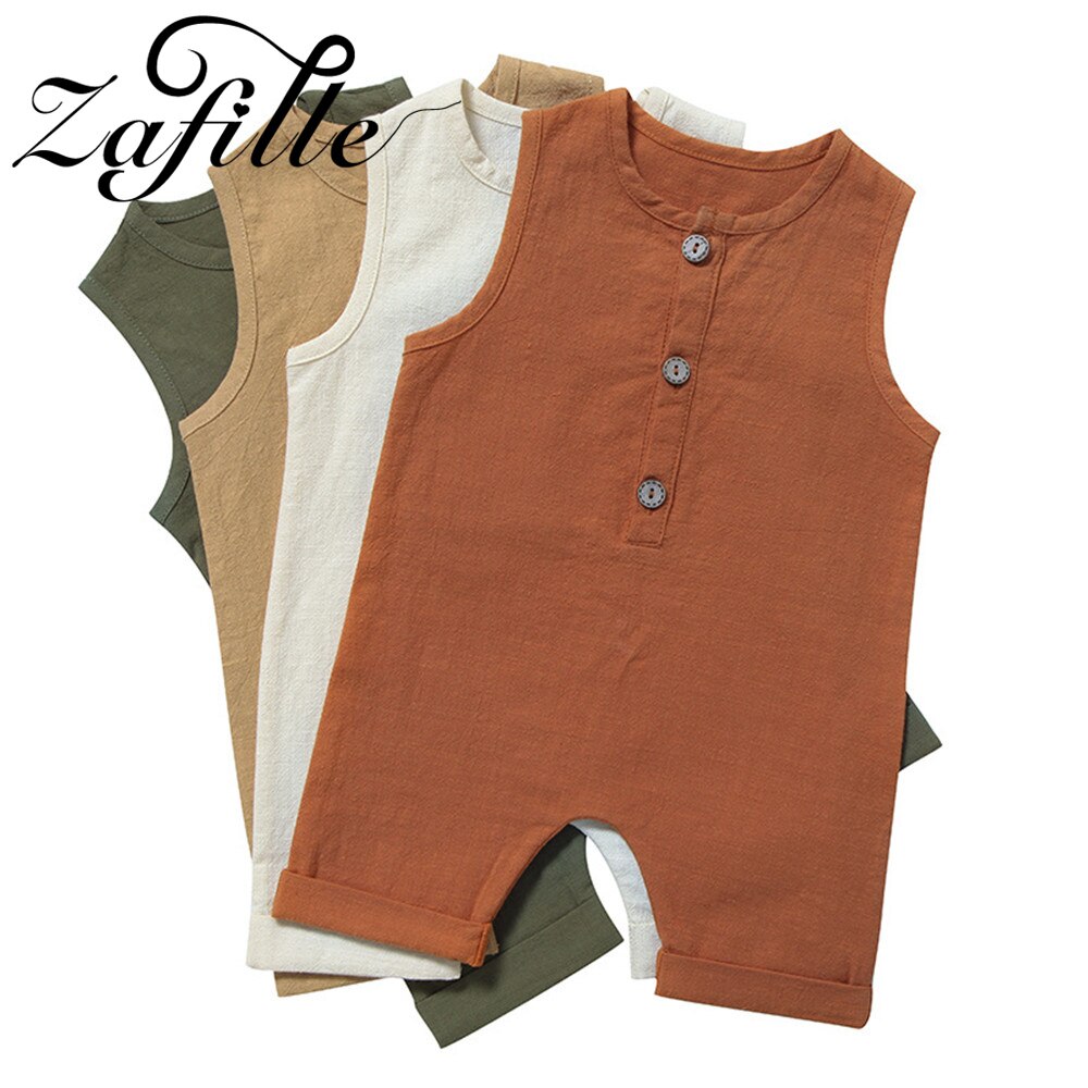 Zafille babykleidung für jungen, sommerkleidung für freundlicher und kleinkinder, strampler, ärmellose schlafanzüge, leinen-babyoutfits, #39