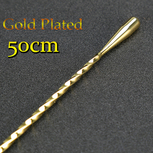 30cm/40cm/50cm Teardrop Cocktail Bar spoon Mixing Spoon 304 Stainless Steel Twisted Mixing Stir Spoon Bar Tool: Gold50cm