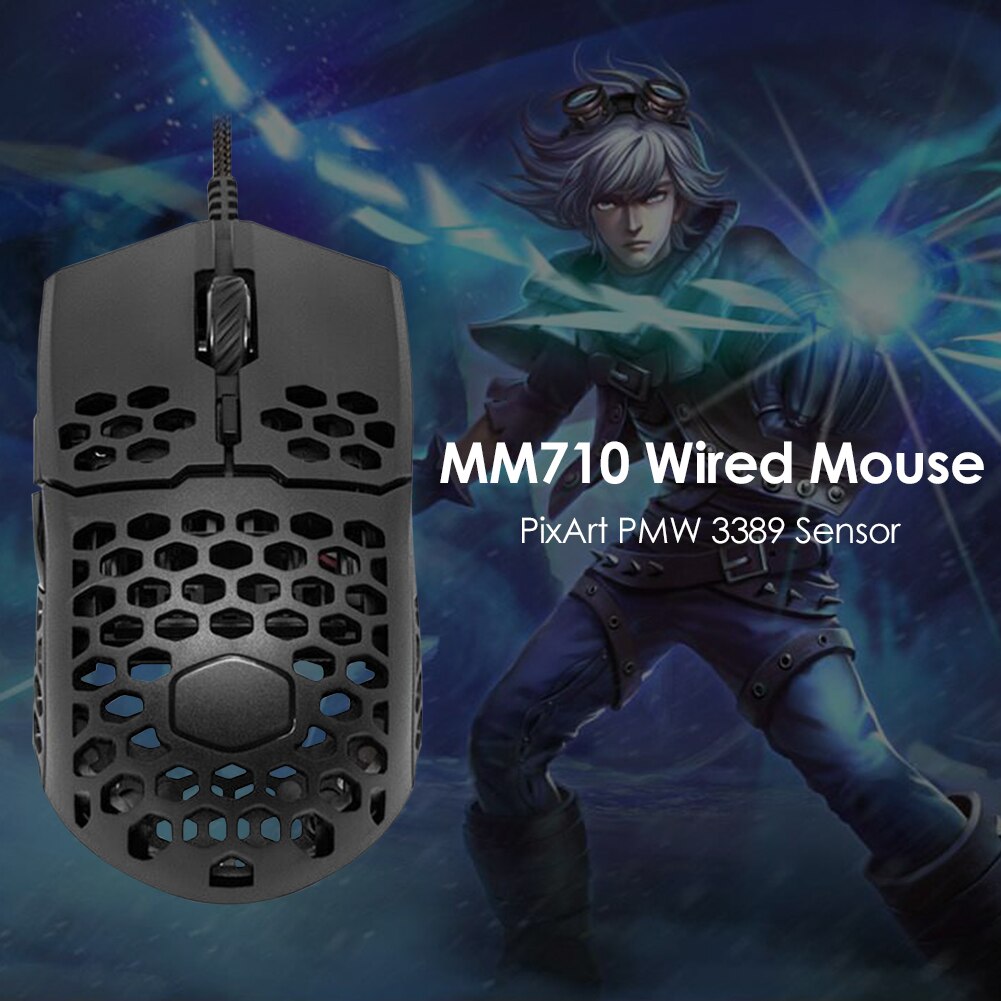 MM710 Gaming Mouse 7 Gears 16000 DPI Adjustable Honeycomb Shell USB Wired Mice for Home Office Gamer
