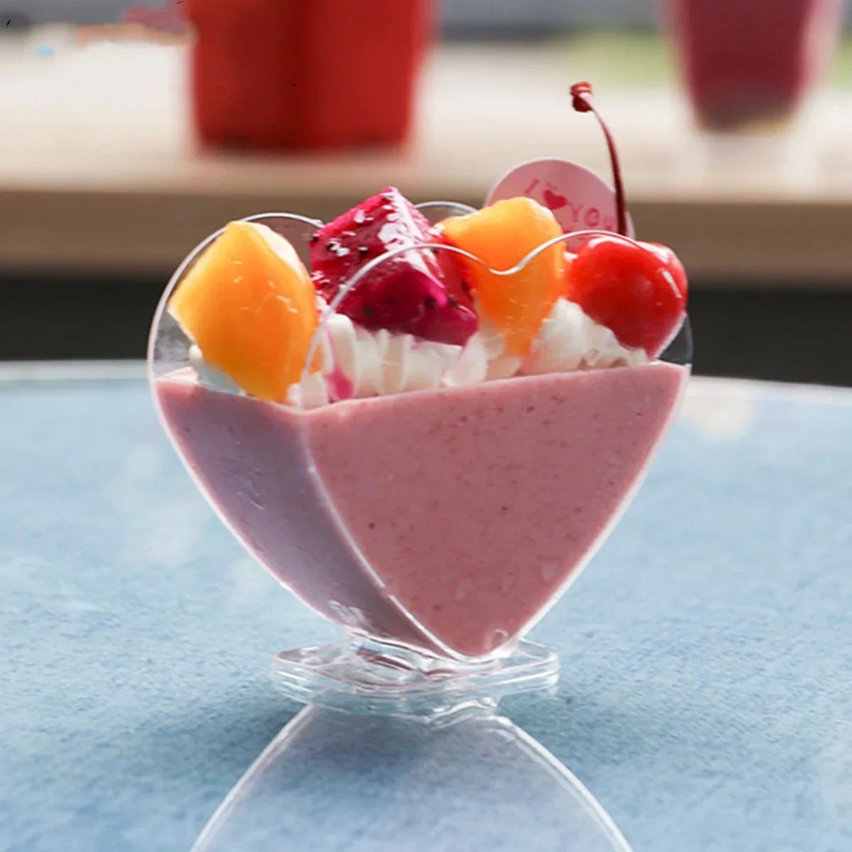10 stks-Hartvormige mousse cup pudding cup hartvormige jelly cup tiramisu cup Dessert cup Plastic dessert cup
