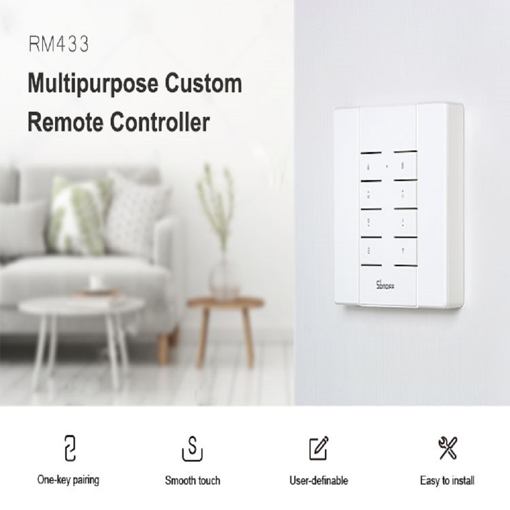 SONOFF RM433 8CH 8 Keys RF Remote Controller 433mhz Fix Work for SONOFF RF/Bridge/4ch pro r2/T1/TX/Ifan03/RFR3 Smart wifi Switch