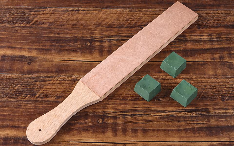 For Knife Sharpening Sharpening Knives Knife Strop Set Double-sided Leather 14"x 2" Stropping Block Kit With Polishing Compound