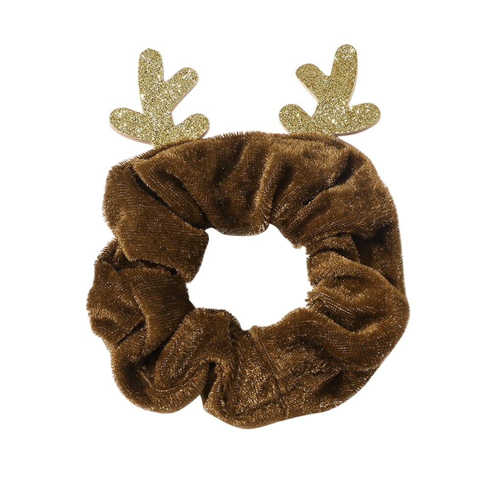 Vrouwen schattige elanden paardenstaart houder haar ring feest huis decoratie benodigdheden flanellen haar touw elastische scrunchies: Koffie