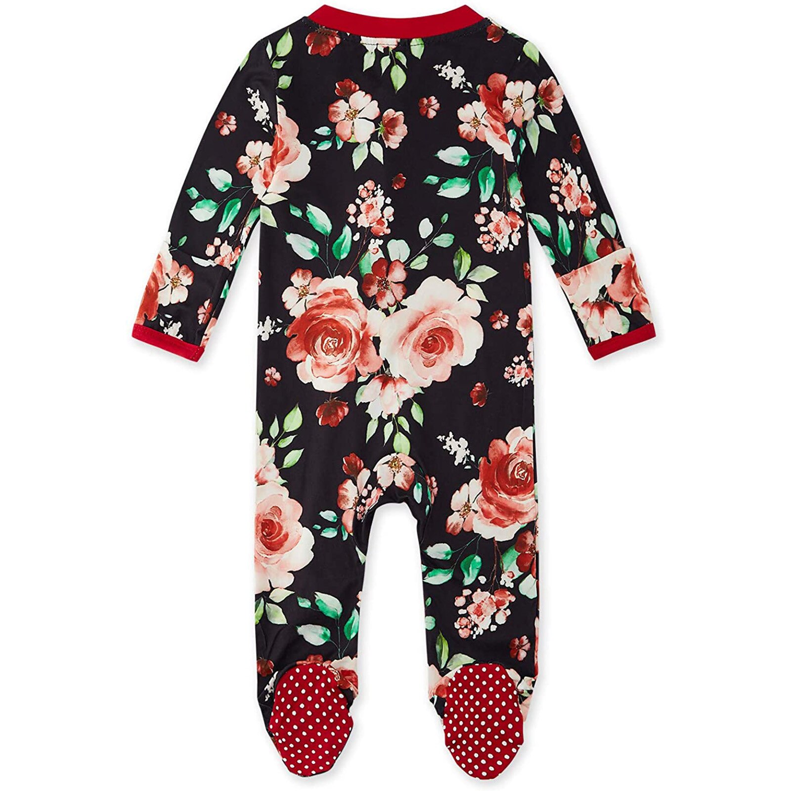Pelele infantil para bebé, mono de invierno cálido de manga larga para bebé, niño y niña, pijama de con cuello redondo y cremallera con estampado Floral para dormir,