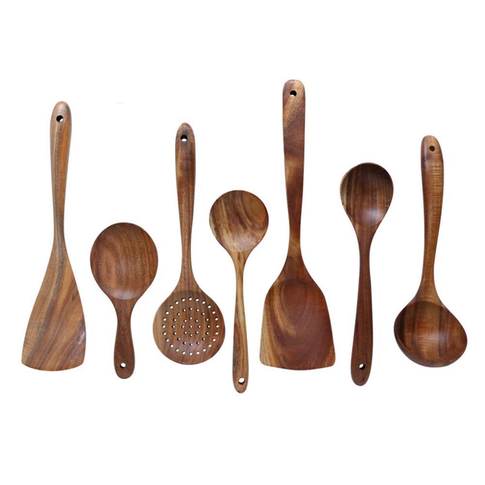 Houten Spatel Scoop Vergiet Koken Gebruiksvoorwerp Set Keuken Benodigdheden Koken Gereedschap Non-stick Hand Wok Schop Keuken Gereedschap: NO.1