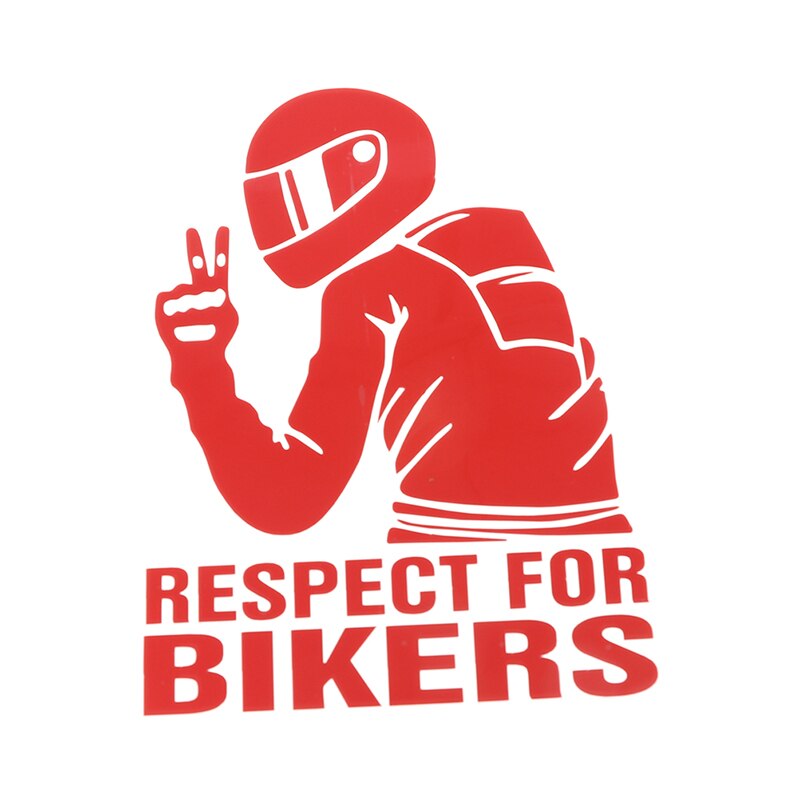 15x11CM Funny Car Stickers Respect Biker Sticker For Bikers Sticker On Car Motorcycle Vinyl 3D Stickers And Decals: Red