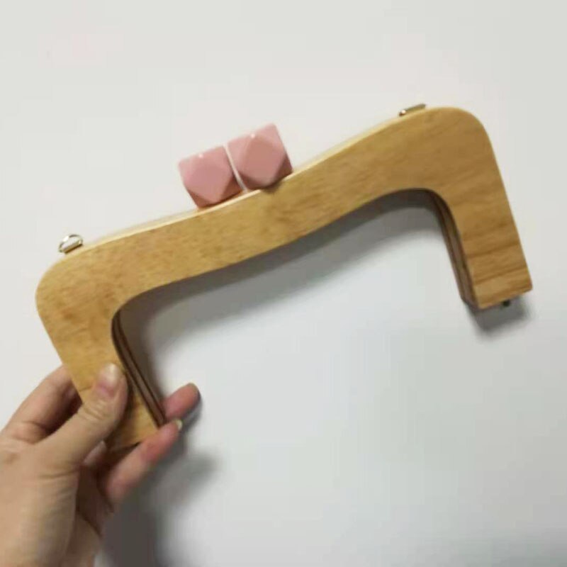 1 sets Rhombus candy clasp Solid Wood Four Colors Wooden Purse Frame With Screws Handmade Diy Bag Parts Obag Frame Purse Handles: nature / 1-beige