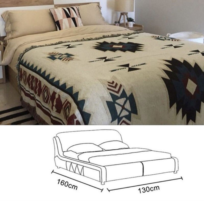 Amerikansk by stil soffa filt bomull geometrisk matta för vardagsrum bohemia gobeläng lakan handduk täcka vägg inredning