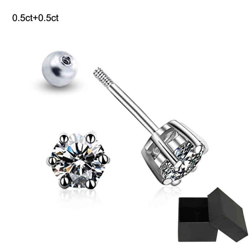 Smyoue GRA 1CT Moissanite orecchini per donna classico sei artigli scintillanti gioielli da sposa sposa S925 orecchini in argento Sterling: 0.5ct