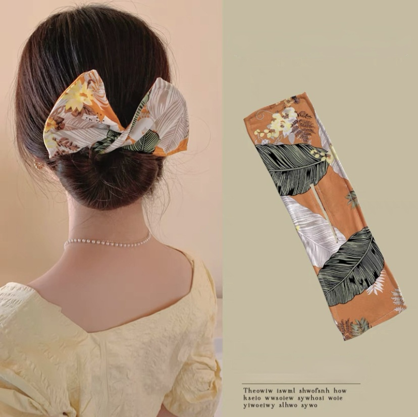 Multicolor Deft Bun Print Headband Hairpin for Women Girl Cloth Hair Circle Bun Maker Ponytail Holder Hair Accessories 1pcs: Antique Bronze Plated