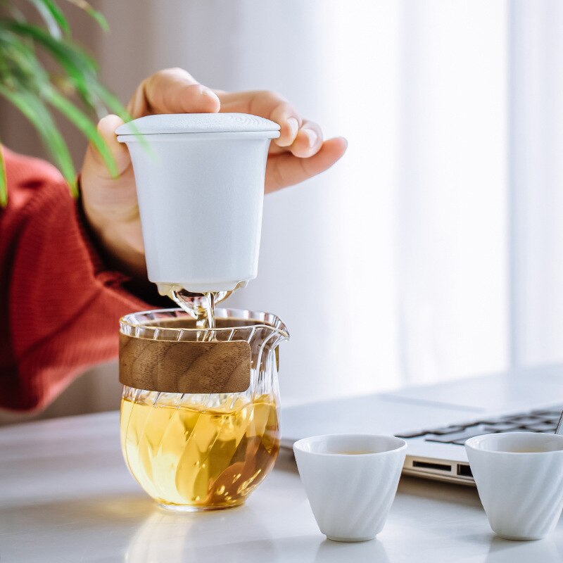 Ceramic teapot with One Pot Three Cups One storage tank gaiwan teacup a tea sets portable travel tea set drinkware