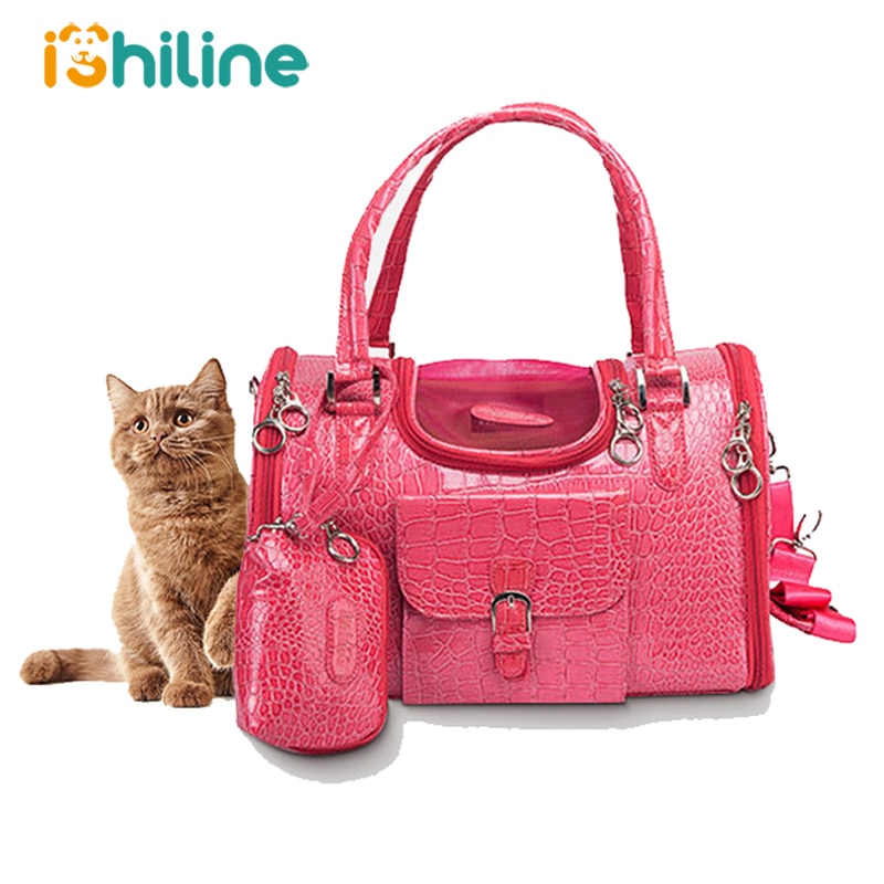 Tragbare Außen Haustier Katze Hund Träger Tasche Mit Geldbörse Leder Reise Kleine Hund Chihuahua Teddy Trage Tasche Handtasche