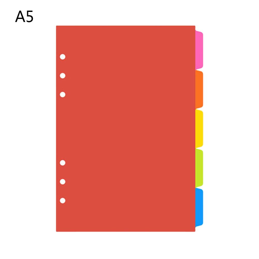 1 sæt  a5 a6 løsblad bindemiddel indeks separator pp farverige 6 huls sideskille