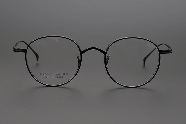 Japanse Handgemaakte Pure Titanium Brilmontuur KMN113 Retro Ovale Ronde Mannen Brillen Vrouwen Bijziendheid Lezen Brillen Frames Óculos: Black