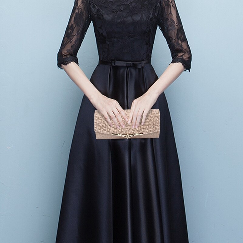 Kvinder aften taske fest banket glitter taske til kvinder piger bryllup koblinger håndtaske kæde skulder taske (champagne)