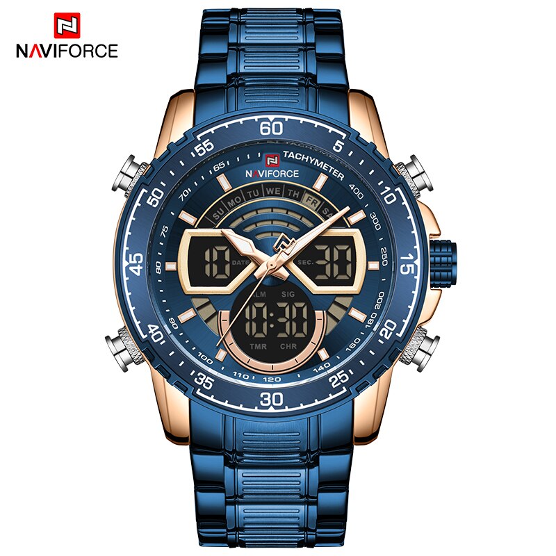 Mannen Horloges Naviforce Luxe Roestvrij-Staal Rosegoud Quartz Horloge Mannen Waterdichte Sport Horloges Relogio Masculino: RGBE